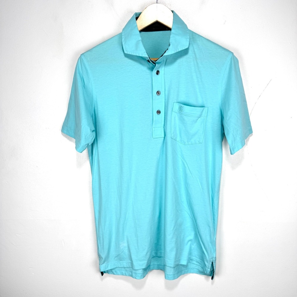 Greyson Polo Shirt Men Small Turquoise Blue Pocket Cutaway‎ Collar Stretch *READ